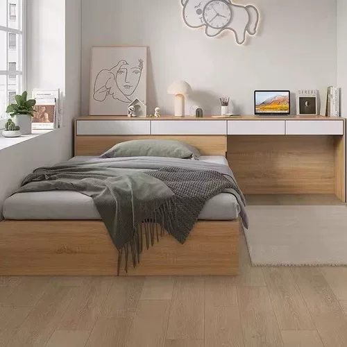 Современная минималистская небольшая квартира татами аренда кровати Домашнее столовое стол в интегрированном комбинациях для хранения односпания для хранения кровати.