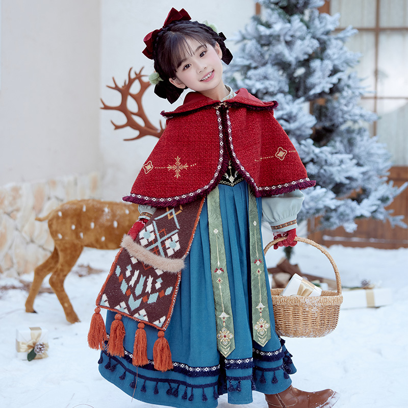 十三余童装[迪士尼艾莎-冰雪秘语]国风汉服女童