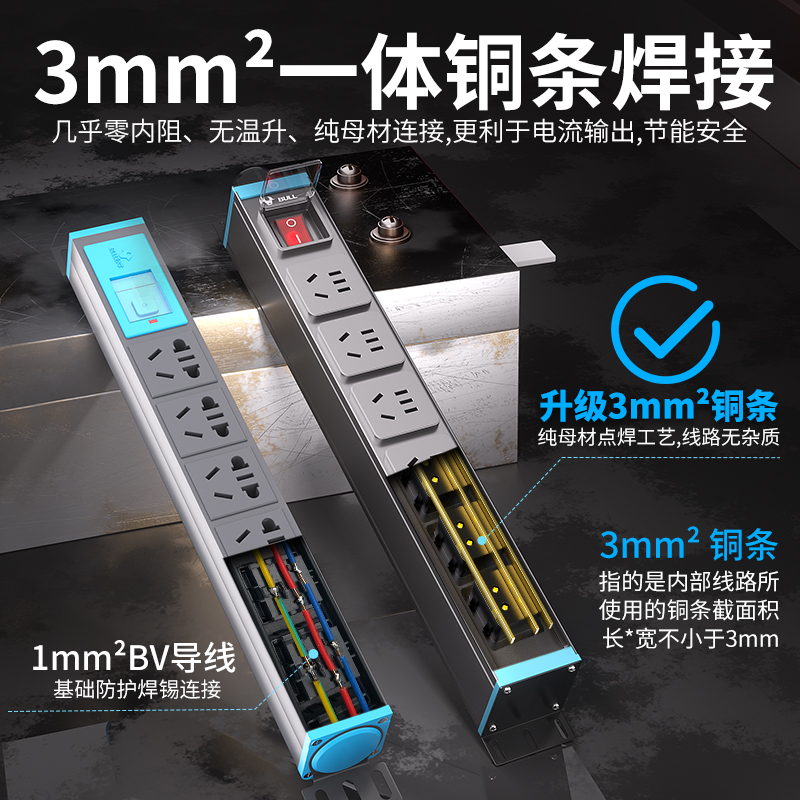 公牛短款pdu插排电竞插座铝合金工业专业电源usb快充排插线板 - 图1