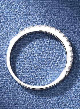 S925纯银莫桑石戒指女简约时尚百搭轻奢风小众闭口个性细款小巧