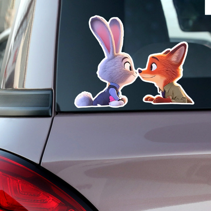 疯狂动物城车贴朱迪尼克汽车装饰贴纸卡通可爱遮挡划痕电动摩托车,淘宝优惠券,粉丝福利购,淘宝优惠卷