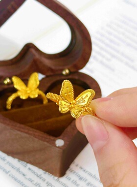 越南沙金花月佳期蝴蝶戒指女仿真黄金小众轻奢高级感开口指环礼物