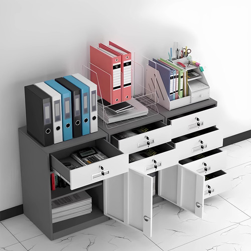 办公室桌下文件柜资料柜工具收纳柜铁皮矮柜储物柜抽屉带锁小柜子 - 图3