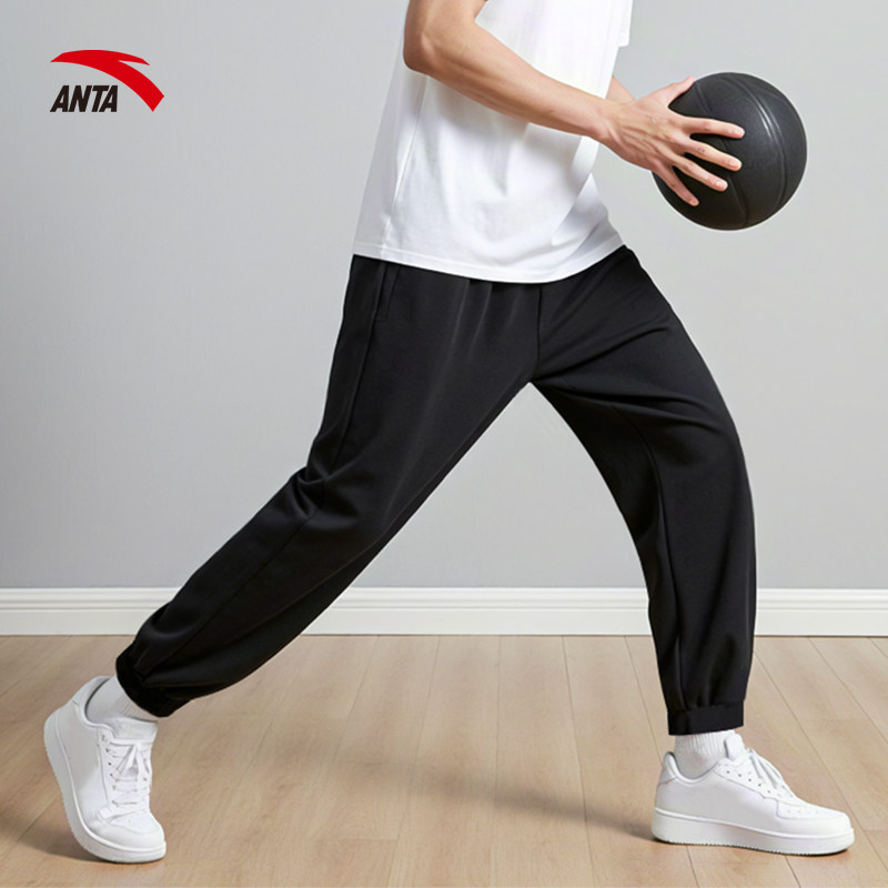 安踏运动裤卫裤男束脚黑色加绒长裤百搭宽松时尚保暖2025冬季新款,淘宝优惠券,粉丝福利购,淘宝优惠卷