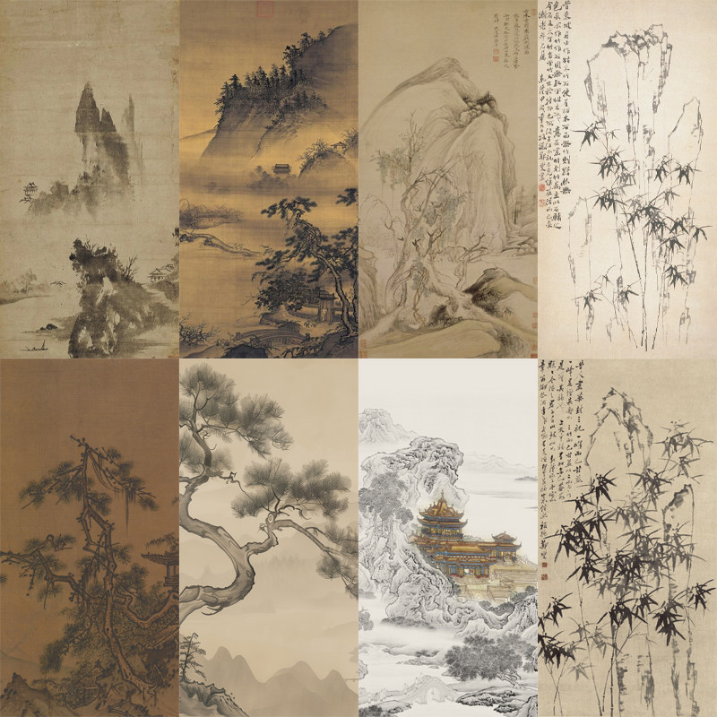 新中式古典宋式美学竖版背景墙古风画芯图库墙布壁画墙纸壁纸,淘宝优惠券,粉丝福利购,淘宝优惠卷