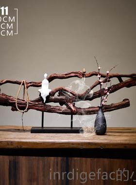 新款侘寂杜娟树根禅意摆件像风化实木茶室客厅佛家居玄关新式中风