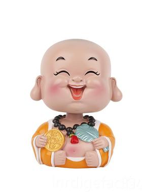 新款可爱招车用摇头财摆神小摆件财弥勒佛车内装饰品创意桌电视柜