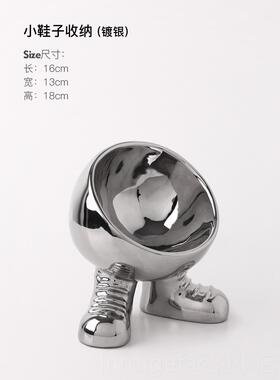 新款贝汉美奢电镀银花瓶摆创意家居客厅茶件几酒轻柜板样房陶瓷装