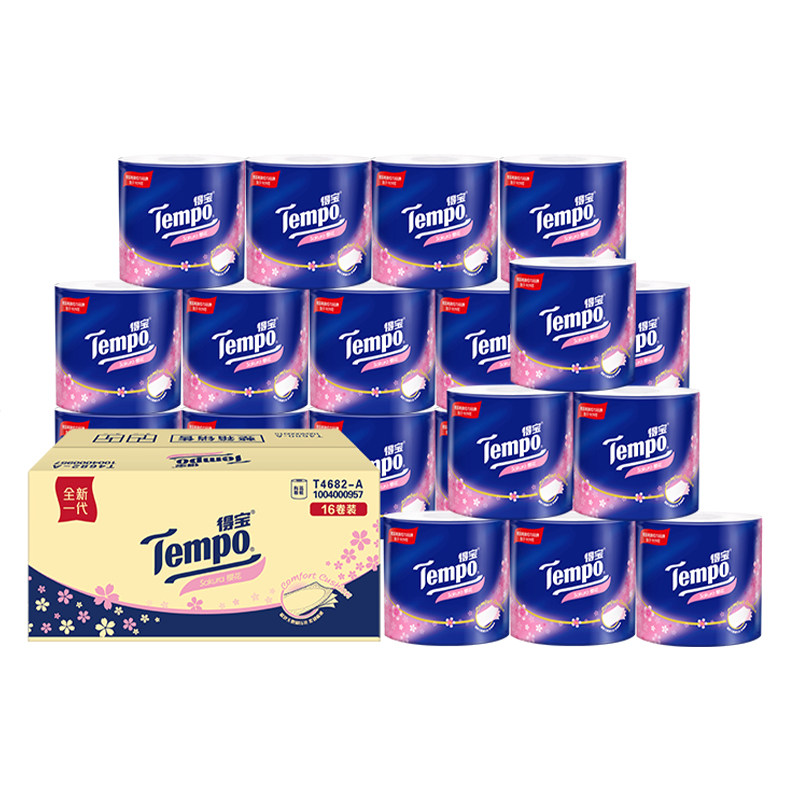 tempo得宝樱花香卷纸4层160g卷筒纸巾卫生纸厕纸手纸家用实惠装D2,淘宝优惠券,粉丝福利购,淘宝优惠卷
