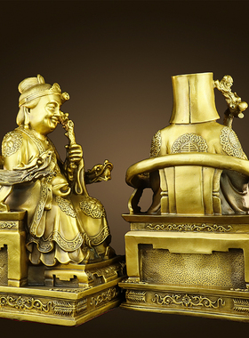 纯铜土地公婆佛堂家用供奉摆件