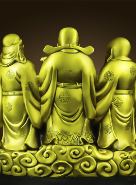 纯铜福禄寿三星摆件大号