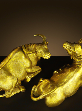 纯铜招財牛客厅摆件装饰品
