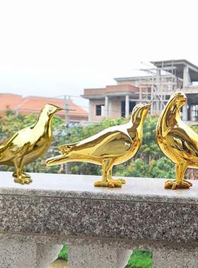 仿真鸽子摆件动物雕塑仿不锈钢铜小鸟燕子户外庭院花园室内装饰品