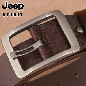 JEEP SPIRIT吉普针扣皮带男真皮腰带光面牛皮裤带商务休闲百搭时