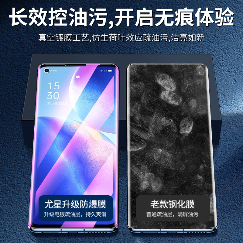 适用opporeno5pro钢化膜防摔保护全屏覆盖reno5pro+手机贴膜曲面抗蓝光高清opopreno5/k水凝膜5G全包边防指纹 - 图1