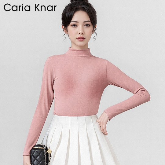 CariaKnar new negative ion silky heating thermal underwear women's autumn and winter plus velvet thickened German velvet bottoming shirt