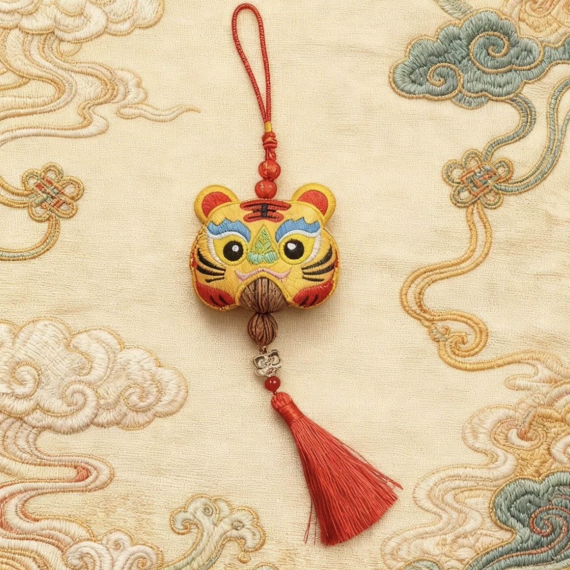 虎头香包挂件加山核桃保平安创意山西布老虎婴儿宝宝百天周岁礼品,淘宝优惠券,粉丝福利购,淘宝优惠卷