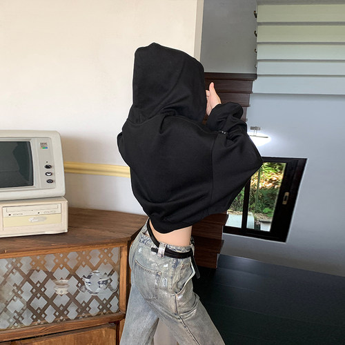 FTT FlyTheTruth『派对暗号』 美式烫钻连帽卫衣女2025新款短外套 - 图3