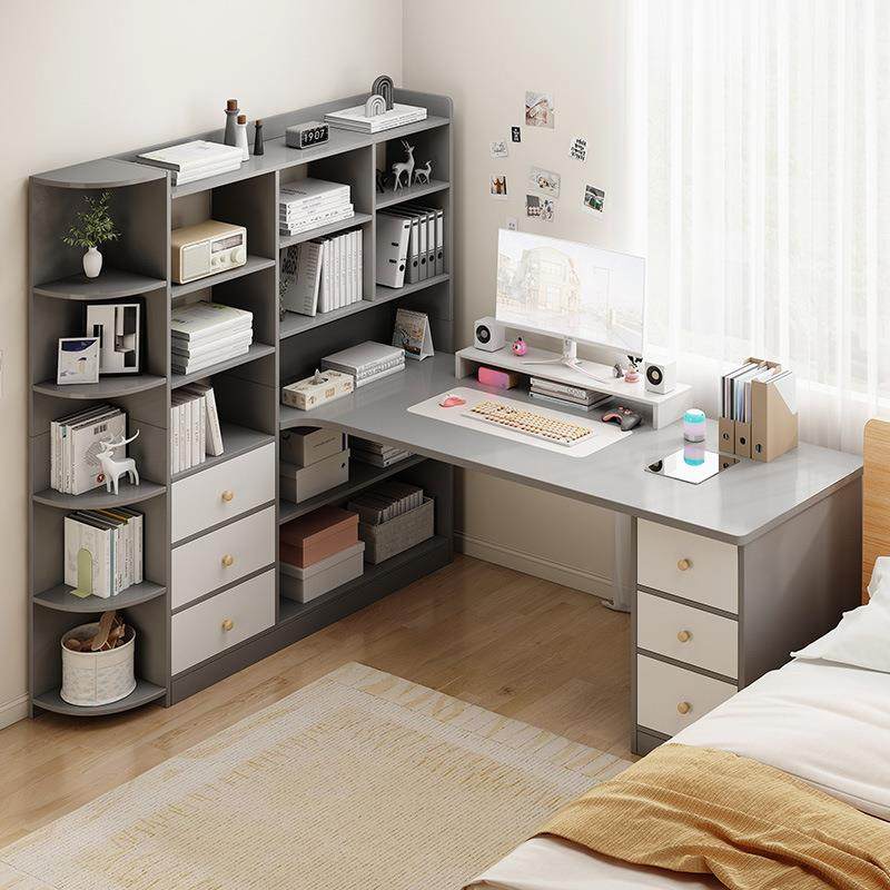 书桌书柜一体桌转角电脑桌台式家用学生学习桌书架组合卧室拐角桌,淘宝优惠券,粉丝福利购,淘宝优惠卷