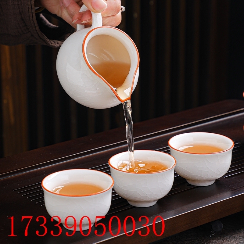 手工哥窑白瓷整套陶瓷泡茶盖碗功夫茶具套装家用简约茶壶礼品 - 图2