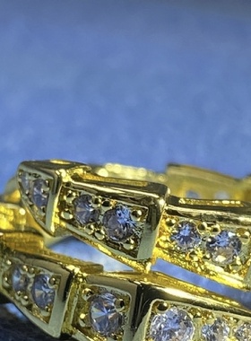 2025新款时尚蛇形微镶锆石开口潮流戒指精致小号潮流女士魅力饰品