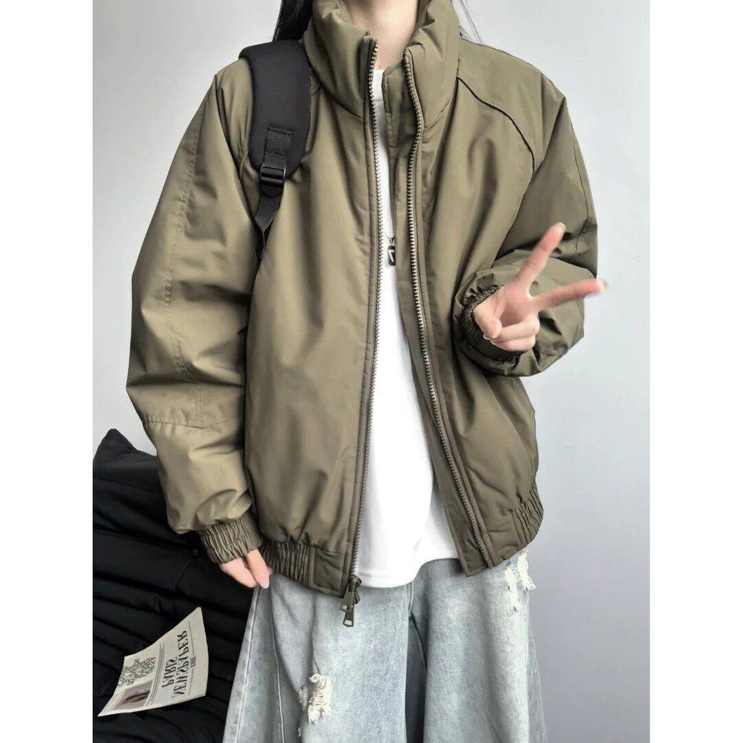 白灰色三防立领夹克棉服男冬季加厚高级感夹棉棒球服美式短款外套,淘宝优惠券,粉丝福利购,淘宝优惠卷