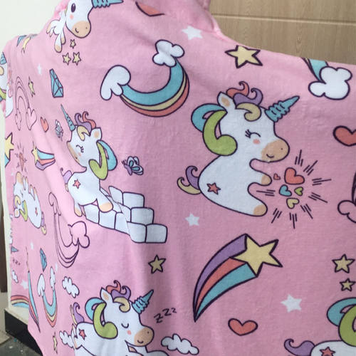 跨境毛绒少女心独角兽连帽大号披风斗篷公室午休披肩空调毯 - 图0