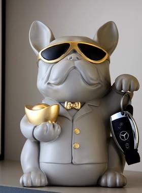 2025新年法斗双罐高颜值创意树脂存钱罐家居装饰礼品新年热销