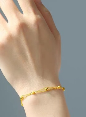 越南沙金电镀真金简约时尚百搭转运珠手链女电商直播工厂供货批发