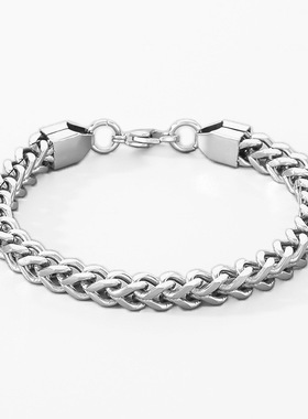 跨境爆款嘻哈不锈钢正反四面男士手链简约朋克高级感古巴正反手