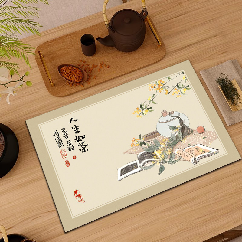 中式茶垫吸水速干硅藻泥沥水国风餐垫隔热桌垫厨房台面茶杯茶桌垫,淘宝优惠券,粉丝福利购,淘宝优惠卷