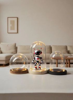 水晶球发光展示盒带灯手办罩