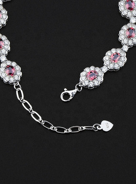 2025新款925银璀璨锆石红宝石女士潮流网球手链情人节奢华礼物