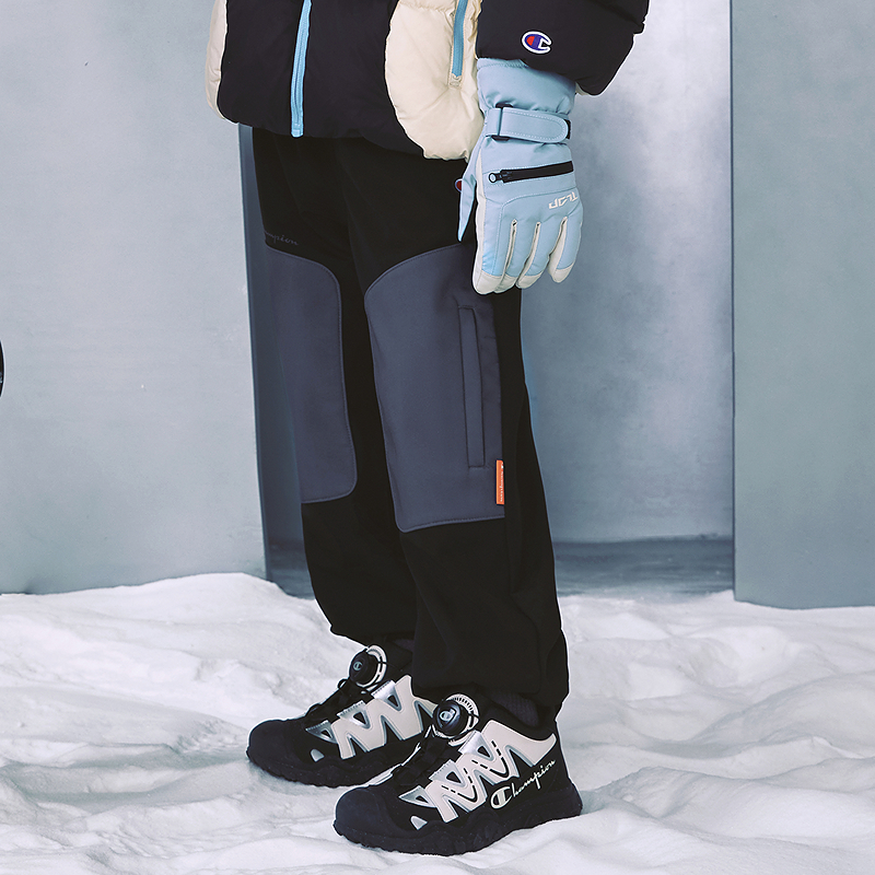 【防泼水】Champion冠军男女童装25冬季新款潮流加绒工装长裤卫裤 - 图1