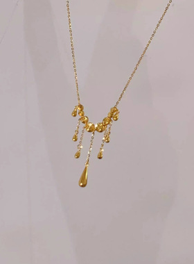 新款水滴流苏项链中式宫廷风河流