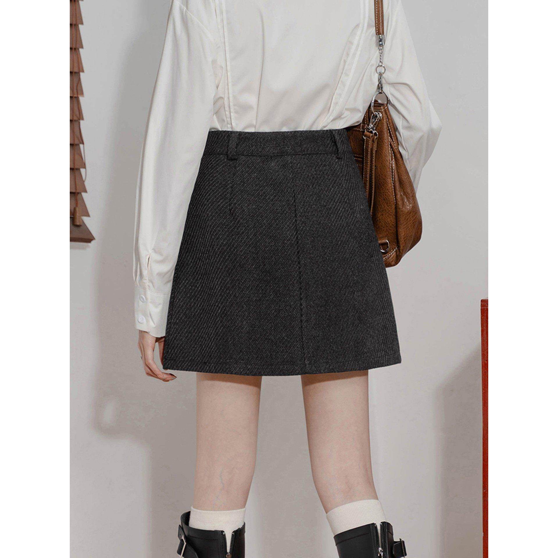 高级感灰色毛呢百褶裙短裙女秋冬新款高腰显瘦a字裙防走光半身裙,淘宝优惠券,粉丝福利购,淘宝优惠卷