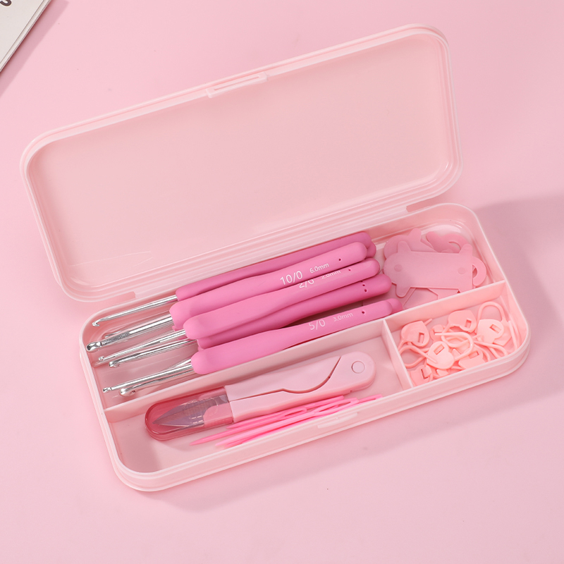 9支DIY钩针套装初学者多巴胺粉红手工舒适全套装编织毛衣毛线玩偶 - 图2