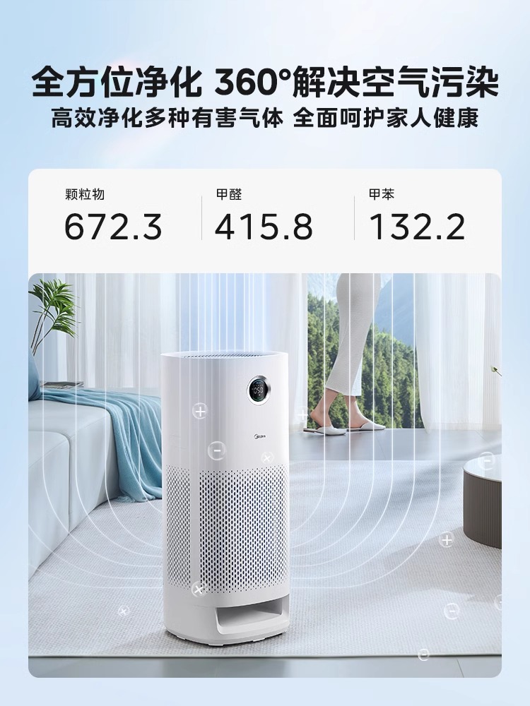 美的空气净化器除甲醛家用除菌除灰尘烟味吸猫毛KJ600F-LM1-图3