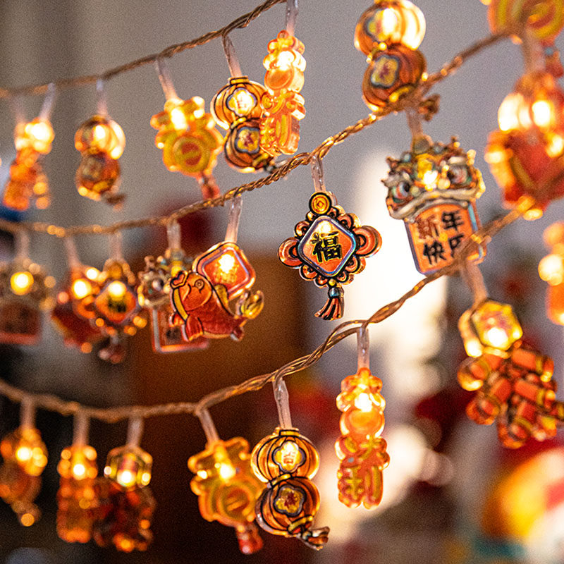 新年彩灯氛围灯带阳台装饰led福字灯笼灯串挂件春节过年闪灯串灯