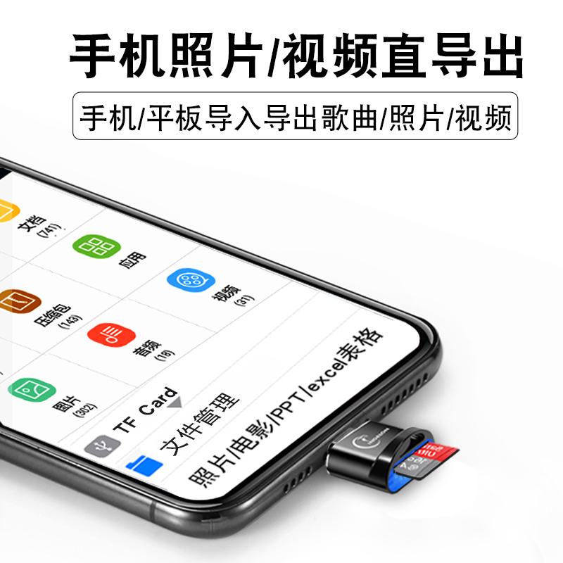 手机读卡器Type-C高速迷你型安卓适用苹果华为连接外扩展sd内存卡下载歌曲转换头otg存储tf卡tpc转接头多功能