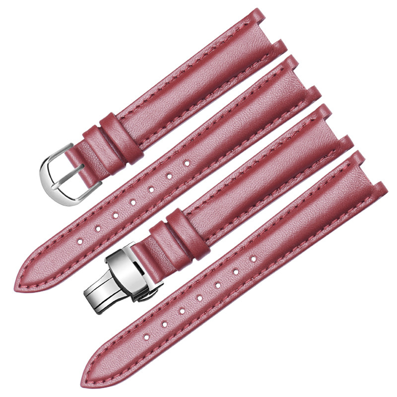 手表带女适配卡西欧手表小牛皮腕链 曼琳美运动配件