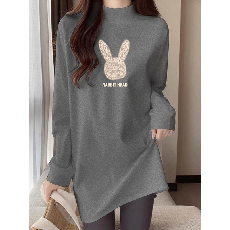 半高领磨毛内搭长袖t恤打底衫女秋冬中长款遮屁股配鲨鱼裤的上衣,淘宝优惠券,粉丝福利购,淘宝优惠卷