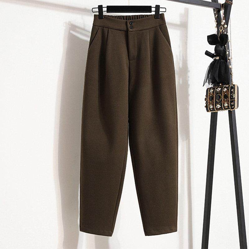 韩国咖啡色加厚毛呢裤女2025年秋冬新款胖mm梨形身材烟管阔腿裤子,淘宝优惠券,粉丝福利购,淘宝优惠卷