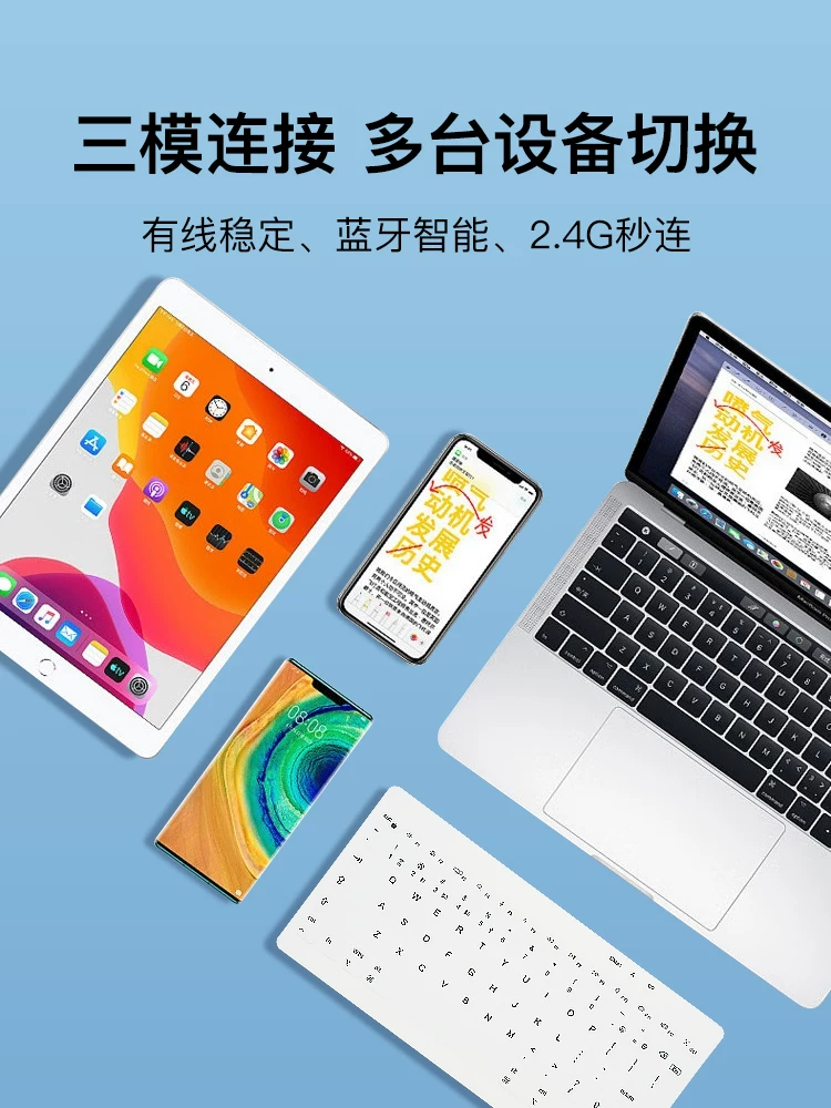 Mac, mute wireless keyboard, laptop, handheld set