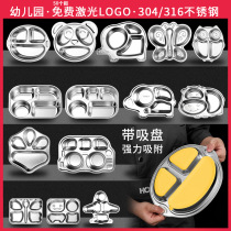 Childrens dinner plate 304 stainless steel disc cartoon baby Home Kindergarten Cartoon Plate 316 Lattice Dinner Plate