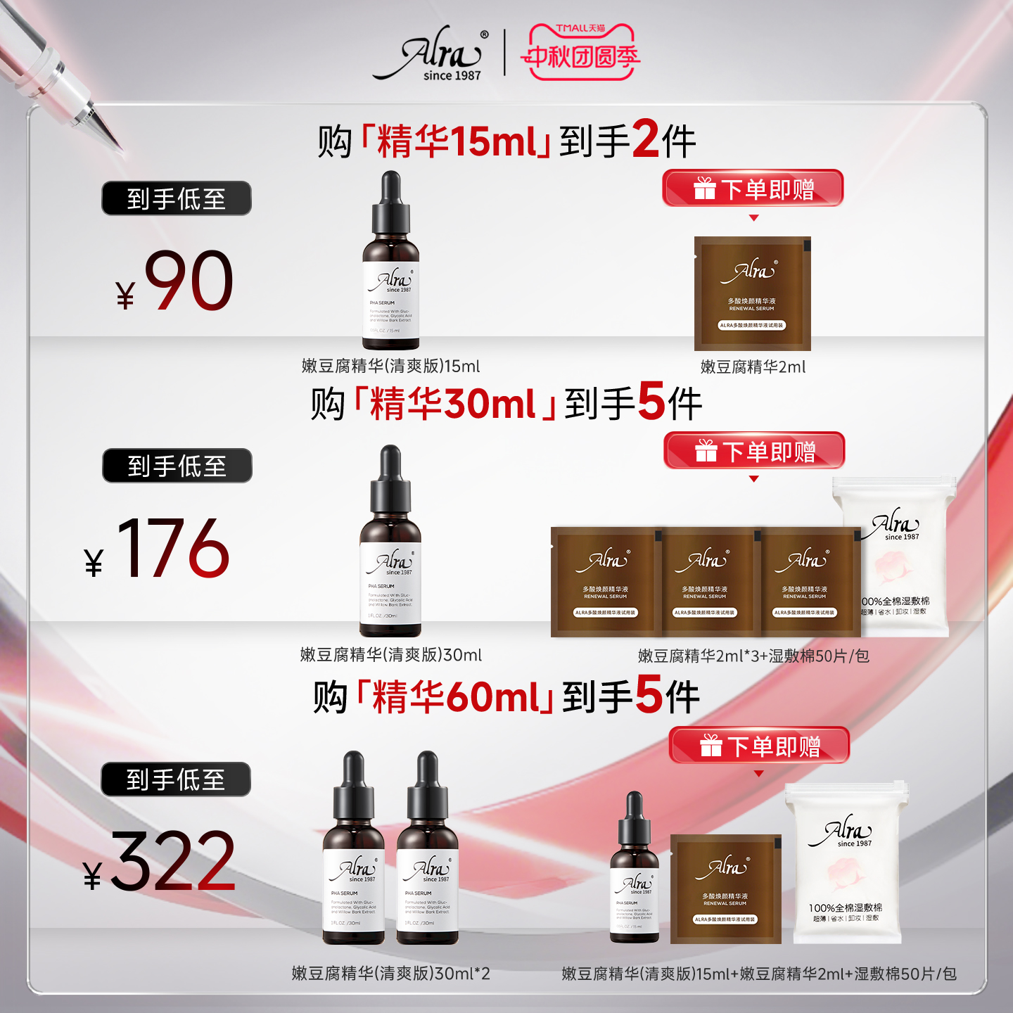 Alra嫩豆腐精华液22.4%多酸水杨酸果酸祛痘闭口粉刺控油嫩肤温和