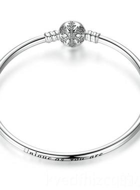 新款d原创圆头镯iy珠手链基础链手简约9子25纯银情侣饰品小众轻奢