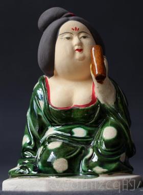 新款陶瓷彩仕摆女件收陶俑胖妞艺术品复古藏品做旧唐三装饰品礼品