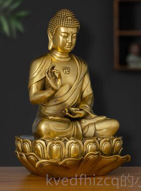 新款黄铜佛大日如来像祖释卢迦佛牟尼佛像毗遮那佛家居佛堂供奉摆