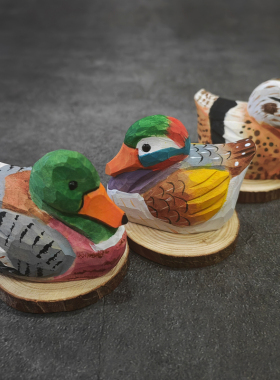 神工巧匠鸭子木雕实木手工雕刻